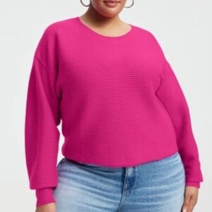 Good American Fuschia Pink Ribbed Sweater Size 4X (7)